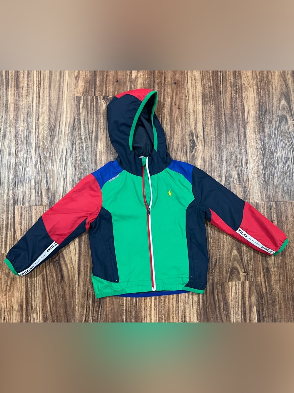 Polo by Ralph Lauren Kids Colorblock Hooded Windbreaker - Green Navy Red